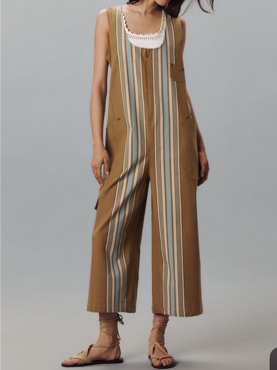 Pilcro Pants - Pilcro Striped Olive Green One-Piece Jumper